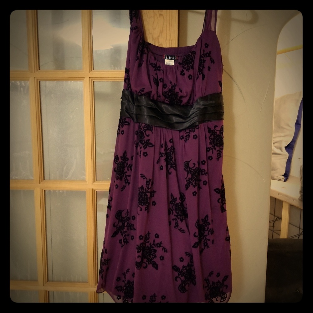 Purple and black short dress
